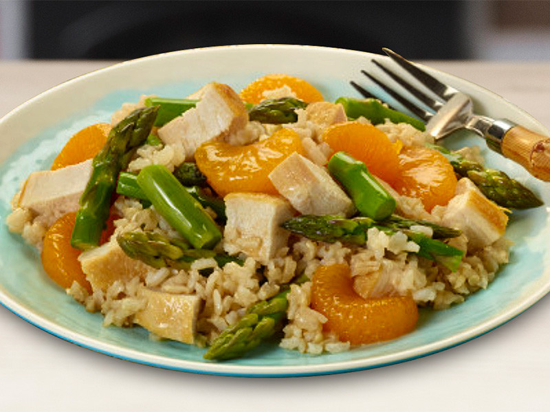 Asparagus, Mandarin Orange, Chicken and Rice