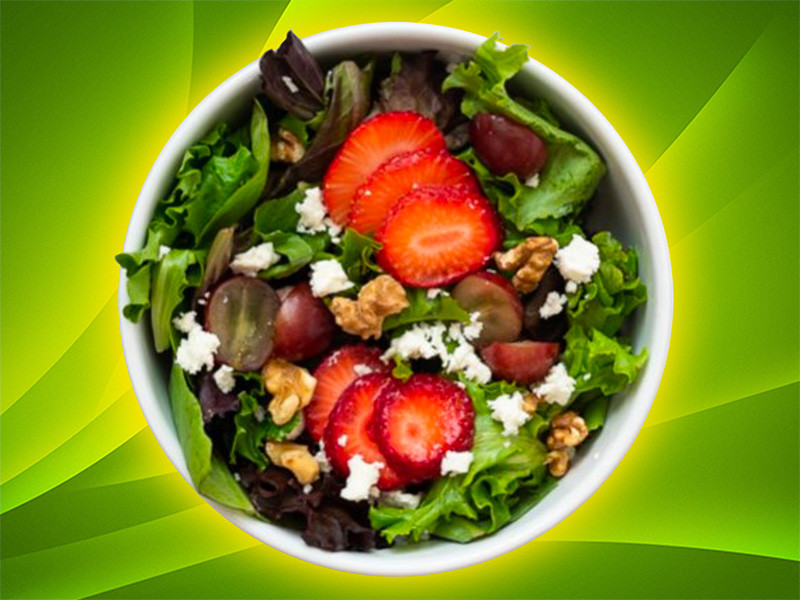 Strawberry Salad with Grapes, Feta, and Walnuts